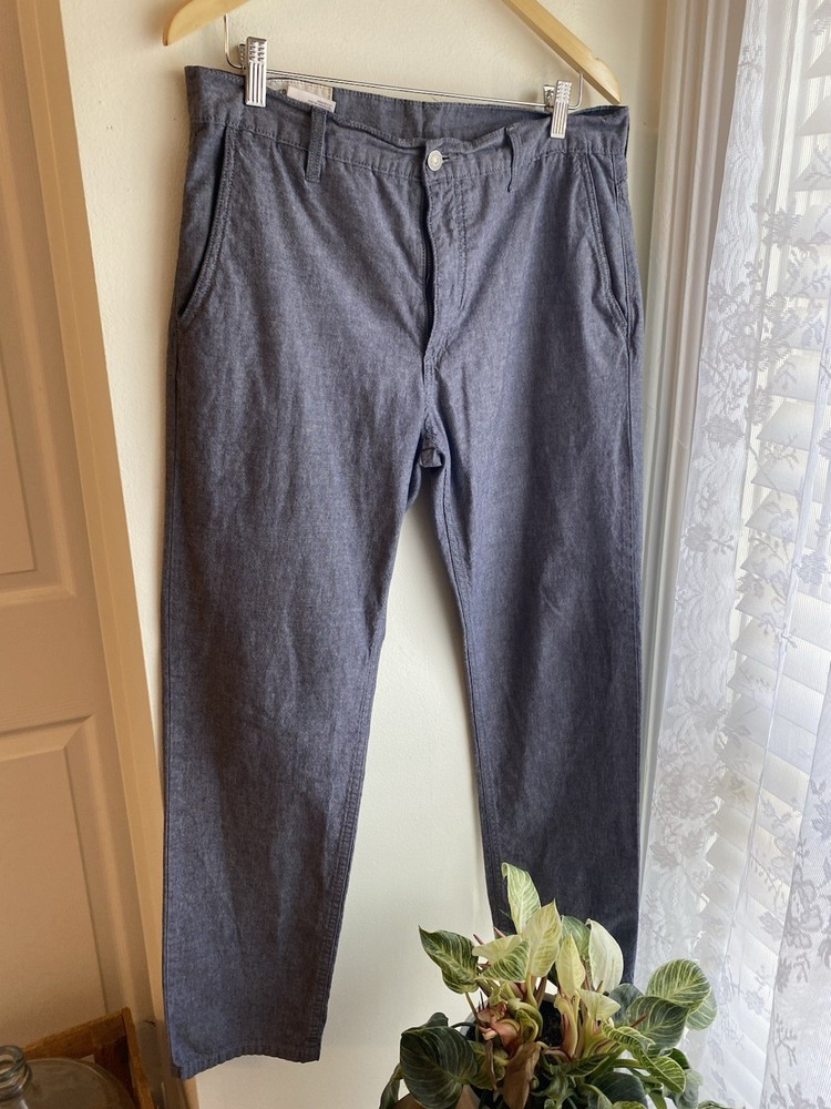 Levis 33x30 Mens Blue Cotton Chino Tapered Casual Pants with White Tab