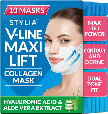 Mascarilla facial colageno v line reductora papada menton firmeza cuello pack 10