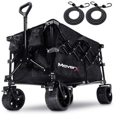 MoverX 120L Festival Trolley on Wheels, Folding Wagon, Portable 120L, Black 