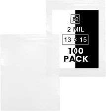 13" X 15" (100 Bags) 2 Mil Clear Reclosable Zip Plastic Poly Bags, 2 Gallons wit