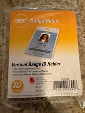 Vertical Clear 10pc ID Badge Card Holder Soft Plastic Office ID