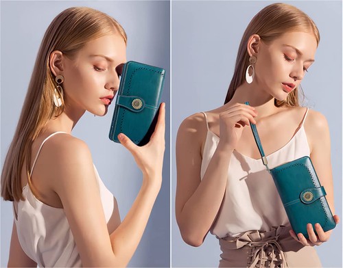 Wallets for Women Leather Credit Card Holder with RFID Blocking Large Capacit... - Bild 6 von 7