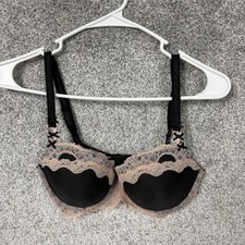 Victoria's Secret Dream Angels Lined Demi Bra 32DD Dark Coquette Feminine Lace