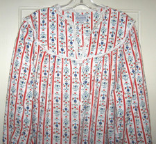 Lanz of Salzburg 100 Cotton Flannel Nightgown SZ S Floral Hearts EUC