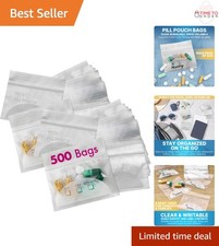 Pill Pouch Bags Bulk Pack of 500 BPA Free Reusable Zip Wallet Organizer