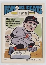 1980 Laughlin Famous Feats Second Series Max Carey #12 HOF 0nr3