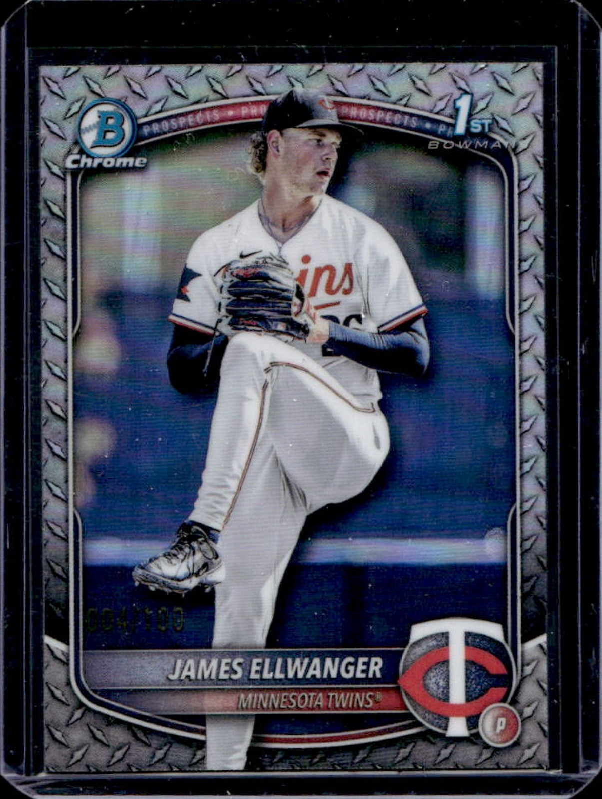 2025 Bowman Draft James Ellwanger Chrome Steel Metal Refractor 1st #/100 Twins