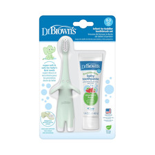 Dr. Brown S Infant-To-Toddler Training Toothbrush Set, Mint Elephant with Fluori