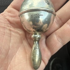 Vintage Sterling Silver Baby Rattle, Marked Sterling, MPN 1171, Silver
