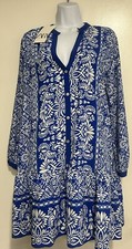 ZARA BLUE PAISLEY FLORAL PRINT MINI SHIRT DRESS SKATER RUFFLED HEM. Medium. NWT