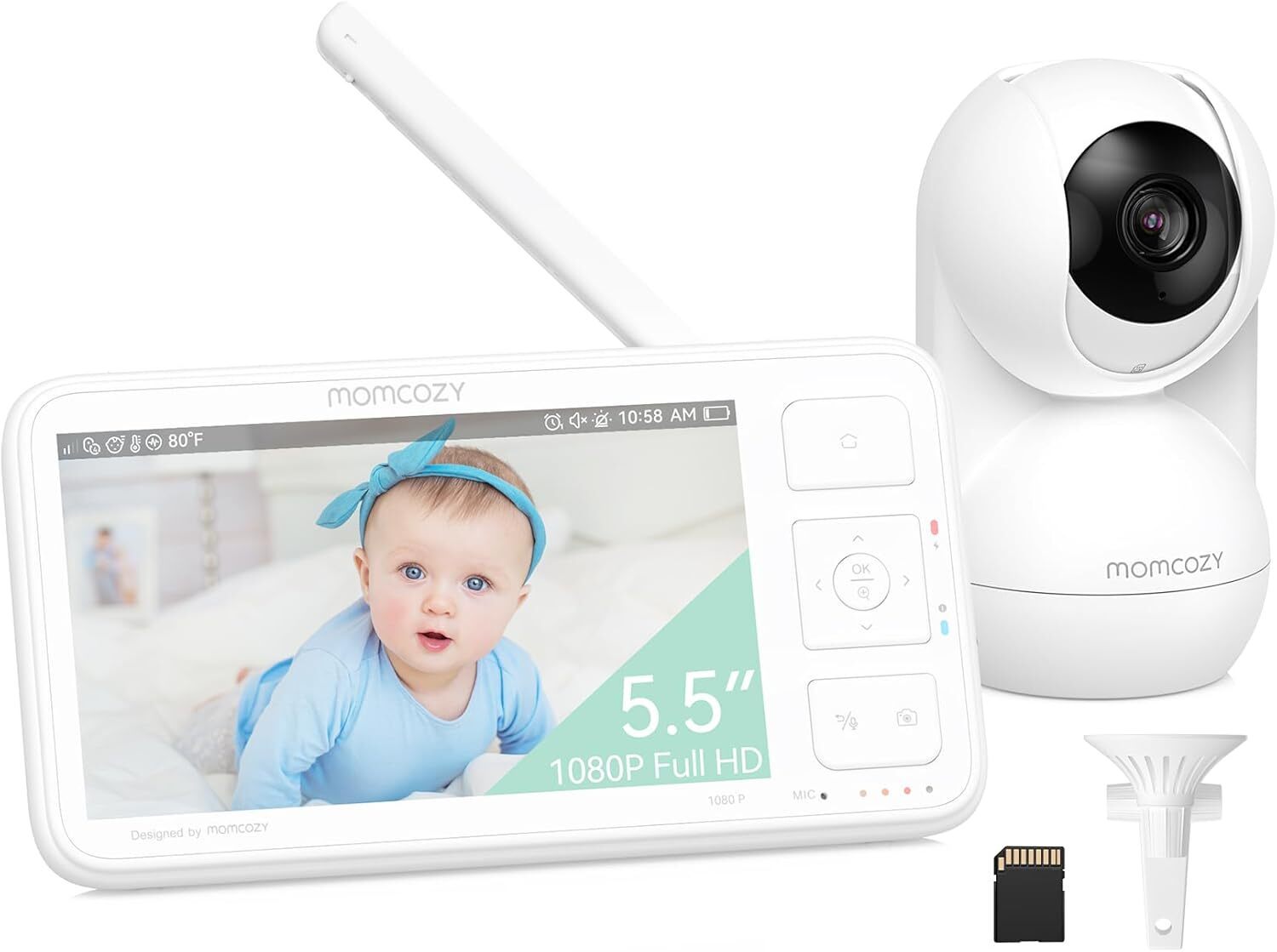 5.5 inch Full HD Baby Monitor with 1080P Video 5800mAh Battery 1640ft Range Wall Mountable-image