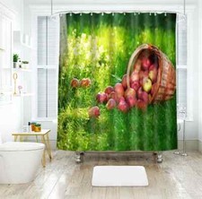 The Apples Are On Grass 3D Shower Curtain Polyester Bathroom Decor Waterproof