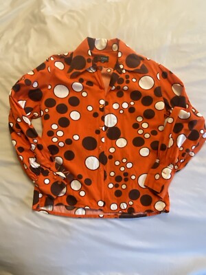 Vintage 70s McGregor Mod Hippie Shirt Polka dots Orange Brown White Dead stock