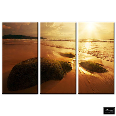 Sonnenuntergang Meereslandschaft Strand BOX GERAHMTE LEINWAND KUNST Bild HDR 280 g/m²