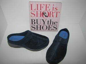 navy flat mules