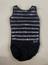 Zone Purple and Silver Sequined Black Gymnastics Leotard
