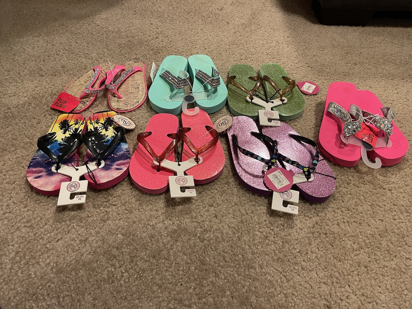 Lotto di 7 infradito scarpe bambina nuove taglia 12 13