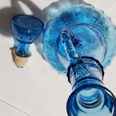 Decanter Vintage Blue Glass Liquor 13
