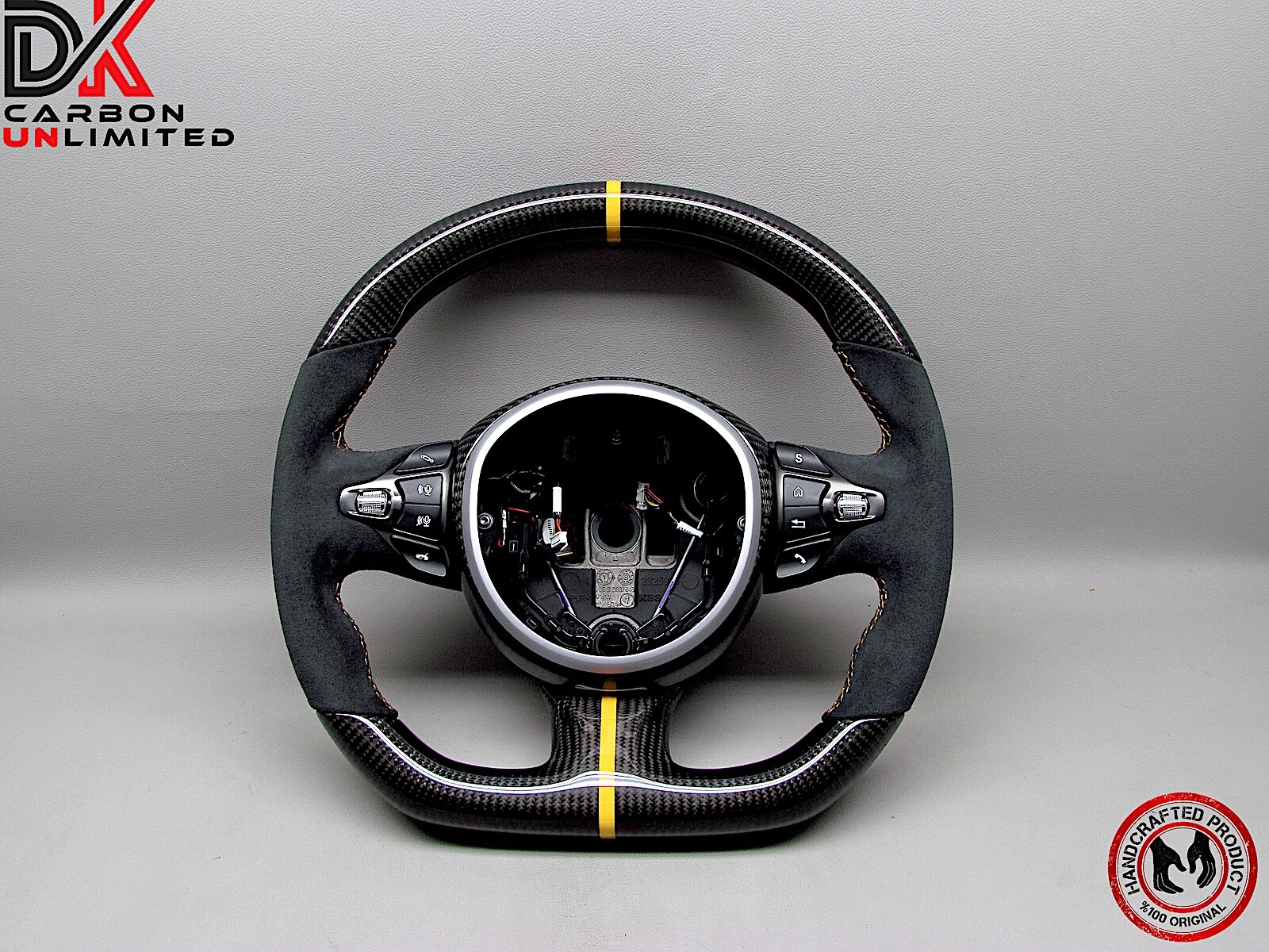 Aston Martin DBS Vantage DB11 Alcantara 8mm Yellow Ring Carbon Steering Wheel v4