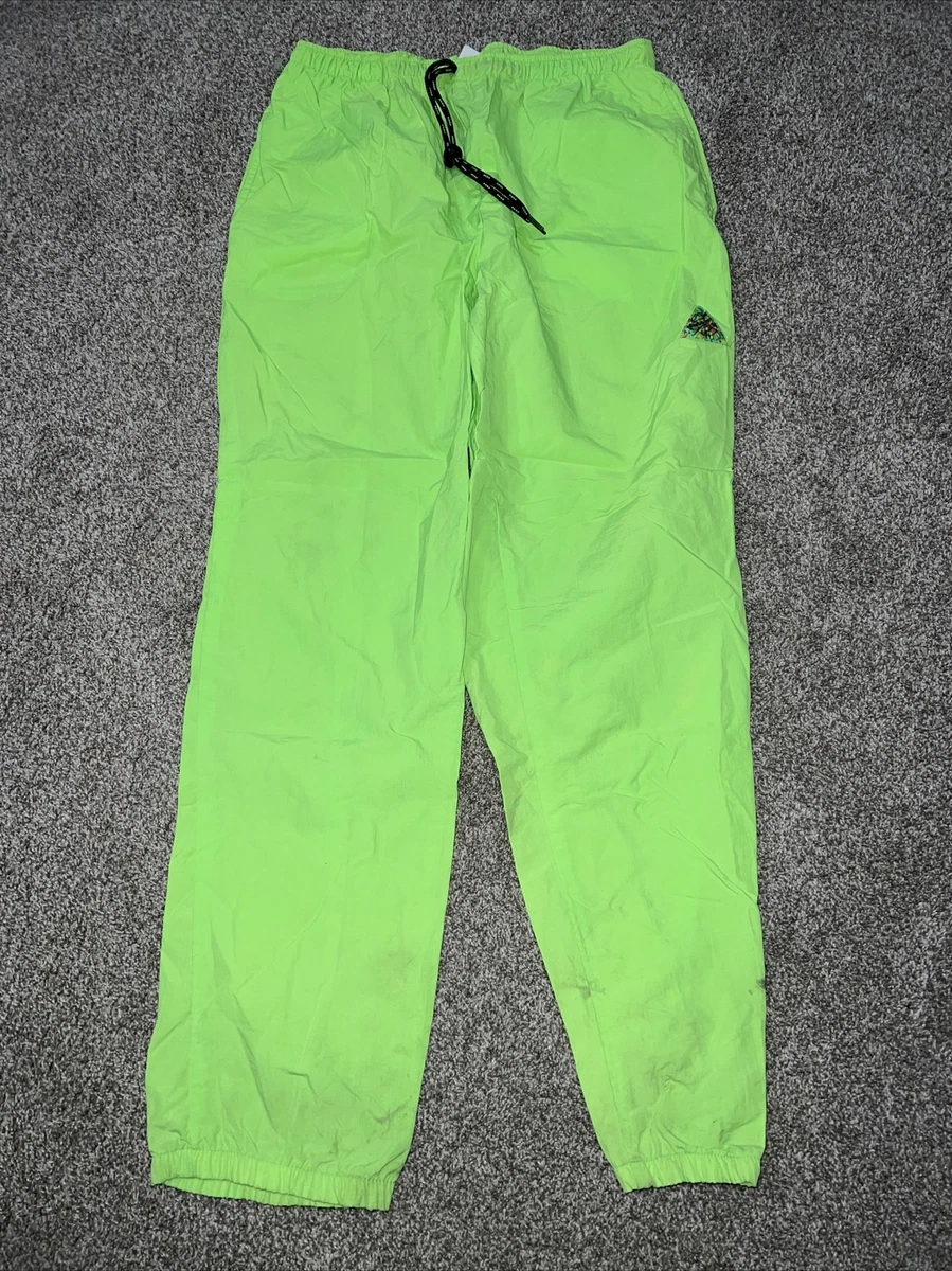 VTG Ocean Equipment Bright Neon Green 100% Nylon Pants Men’s Size M