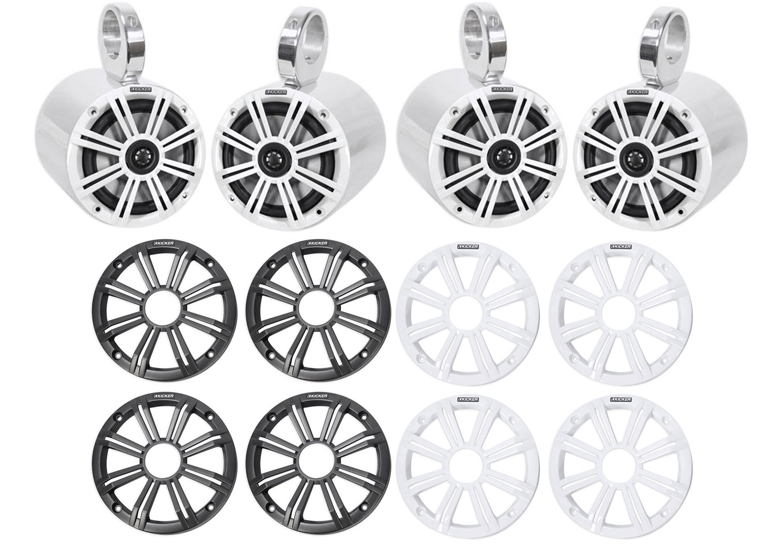 4 Лодочные колонки KICKER 45KM654 65 мощностью 390 Вт серебристого цвета с башней для морского вейкбординга 84690₽