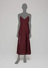 $495 Rohe Women's Red Sleeveless V-Neck Slip Maxi Dress Size 38