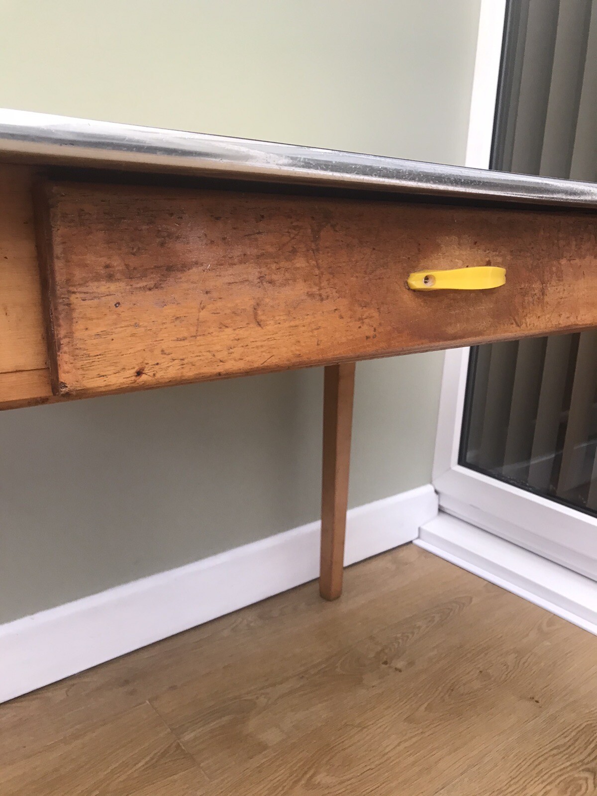 Vintage Yellow Formica Top Kitchen Table With Drawer eBay
