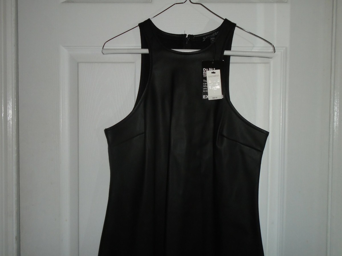 Express Black Faux Leather Sleeveless Dress Size 6 New With Tags | eBay