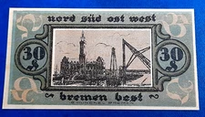 BREMEN HAFENBETRIEBSVEREIN NOTGELD 30 PFENNG 1921 EMERGENCY MONEY GERMANY (30086