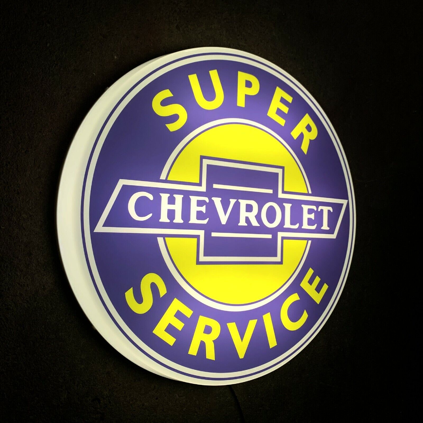 CHEVROLET SERVICE LED ILLUMINATED WALL LIGHT SIGN GARAGE CAR BADGE AUTO CHEVY Magazyn w super specjalnej cenie