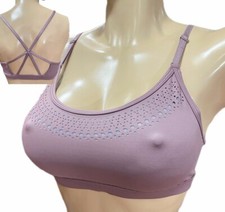 Victorias Secret Strappy Back Unlined Laser Cut Light Support Sports Bra Mauve