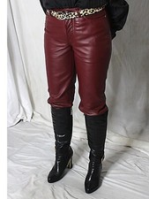 Womens Leather Pants Jeans Red Maroon Tommy Hilfiger Size 2 Vintage 80s 90s Rare