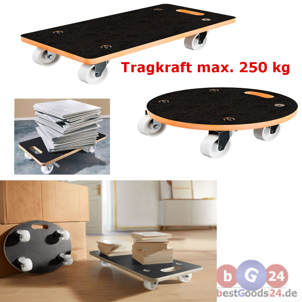 Produktbild von Rollbrett Aus Hartholz 45 X 30 Cm – Möbelroller Mit PU-Lenkrollen, 300 Kg Tragkraft – Ideal Für Umzug & Werkstatt