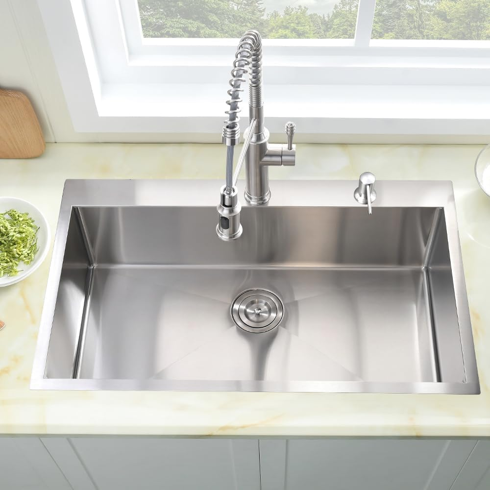 33 Inch Drop in Kitchen Sink, 33 X 19 Kitchen Sink Drop in 16 Gauge