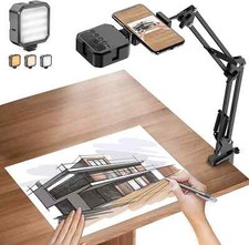 Overhead Phone Mount Articulating Arm Cell Phone Holder with LED Light Phone