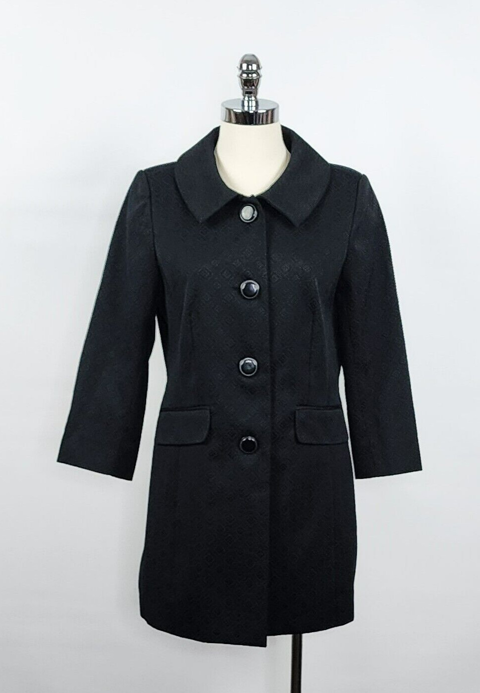 Apostrophe Essentials Black Button Front Peacoat … - image 1