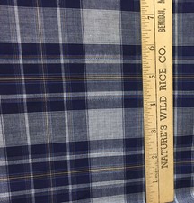 Fabric Plaid Tartan Check Gray Blue Cotton Blend 143" Lightweight Flannel Design