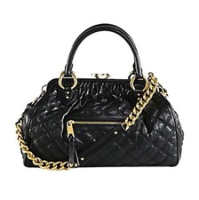 Authentic Marc Jacobs Black Quilted Leather Stam Bag Gold Chain Strap - New