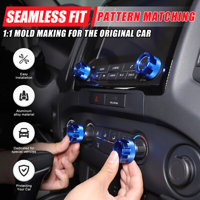 Air Condition Button Knob Ring Caps For Nissan Frontier 2022+ Blue Mecha Style