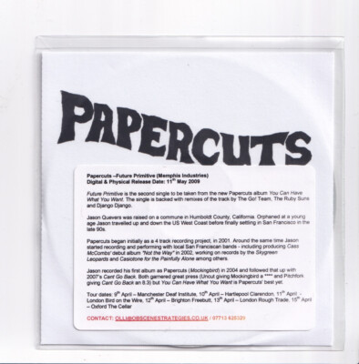 (LO699) Papercuts, Future Primitive - 2009 DJ CD
