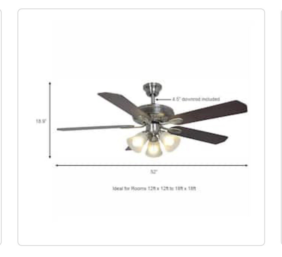 Hampton Bay Glendale 52” LED Indoor Brushed Nickel Ceiling Fan with