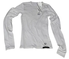 Belstaff Stretch White Round Neck Top Blouse NWT T Shirt EU Size 42 Long Sleeves