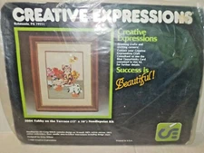 CREATIVE EXPRESSIONS TABBY ON THE TERRACE Needlepoint Kit #3004 Open Package