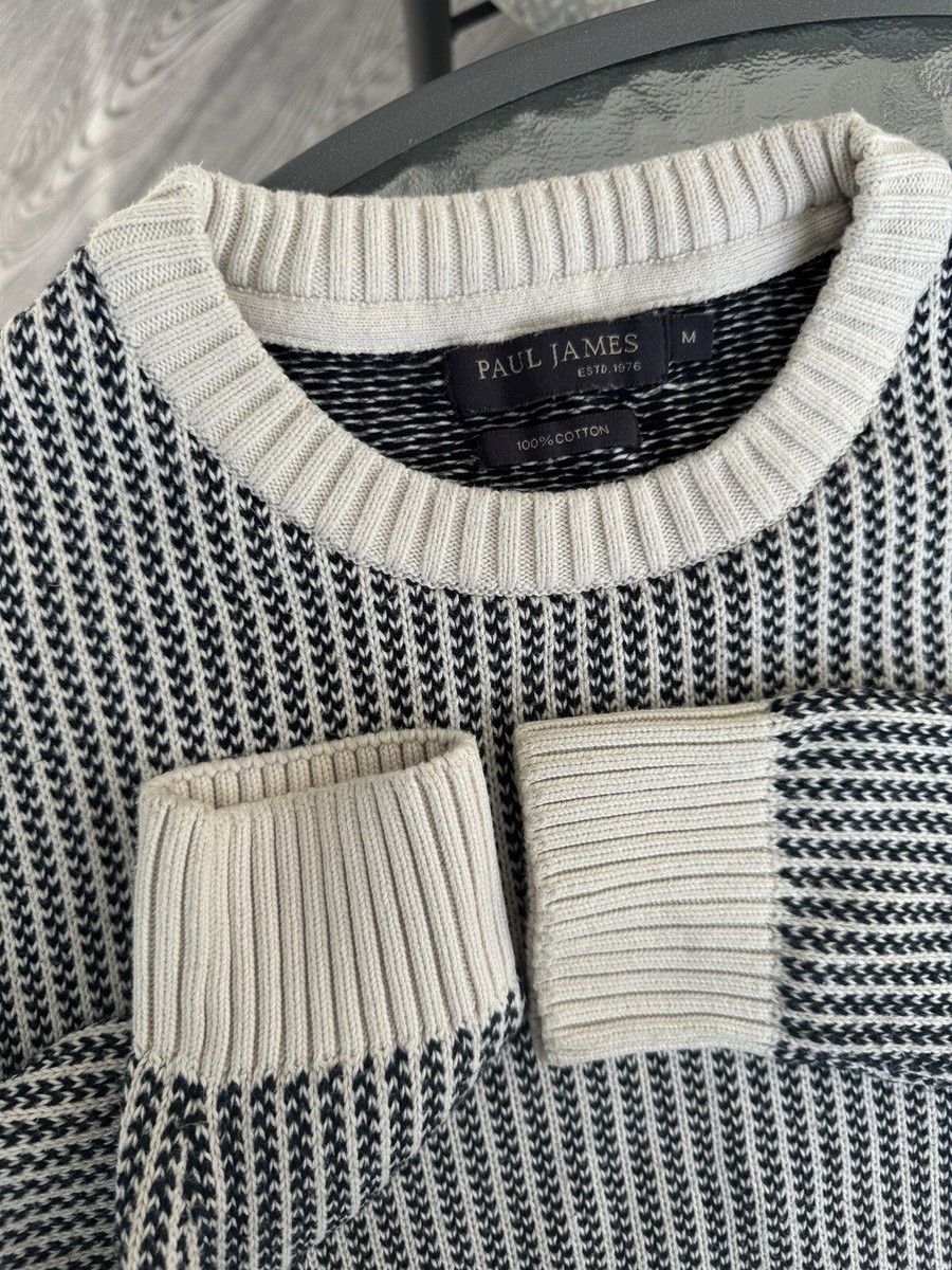 PAUL JAMES 100% COTTON MENS COTTON FISHERMAN TUCK STITCH JUMPER