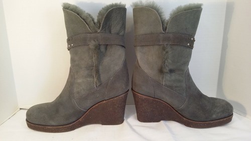 EMU Heighton Low Australian Women's Size 9 Gray Sheepskin Leather Suede Boots - Picture 7 of 10