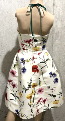 floral applique halter neck dress by oscar de la renta Oscar de la Renta Gardenia Guipure Flower-Applique Halter Maxi Dress