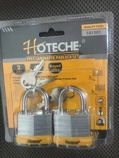 Hoteche 2PCS. Laminated Padlock Set-181501-4 Keys-NEW IN PACKAGE