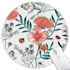 Floral Plants Mouse Pad for Desk Small Cute Mousepad with Non-Slip Base Round...