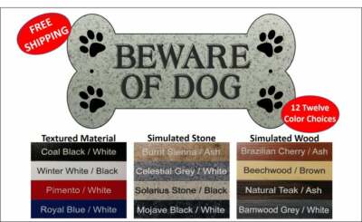 HEAVY DUTY Dog Bone Shaped - ''BEWARE OF DOG'' sign, Unique Gate Sign 4'' x 8''