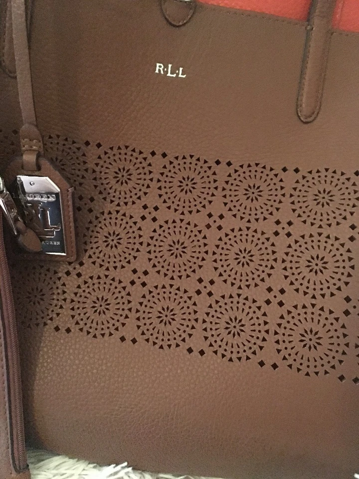 Ralph Lauren Littlebury Bolso de Mano y Bolsa Reversible Bourbon Naranja Nuevo Foto 3 de 4